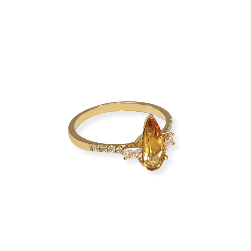 Imperial Topaz & Diamond Ring 18k Gold