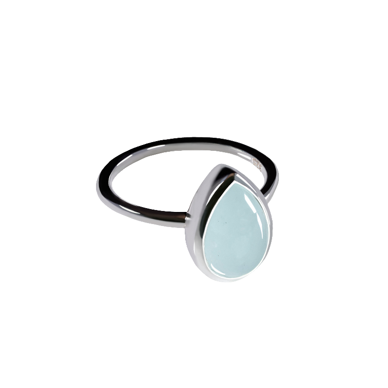 Aquamarine pear Silver Ring