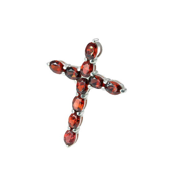 Garnet Silver Cross
