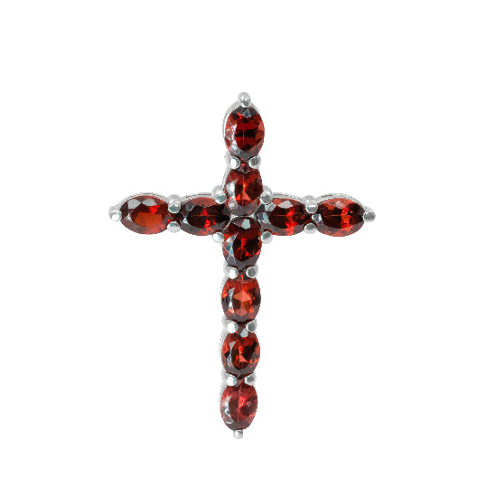Garnet Silver Cross