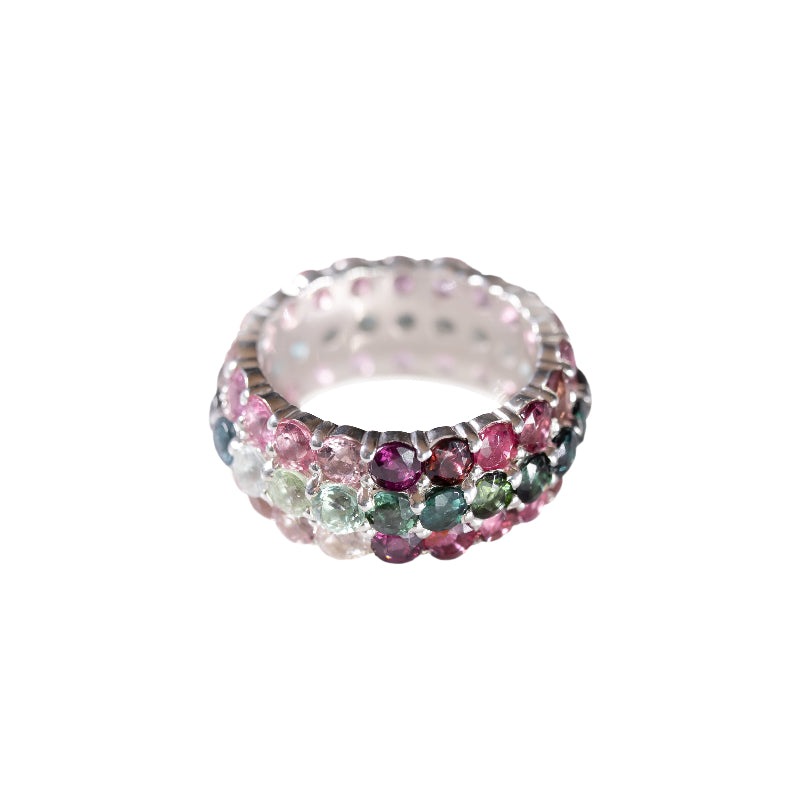 Silver Ring Natural tourmalines