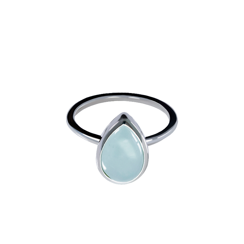 Aquamarine pear Silver Ring