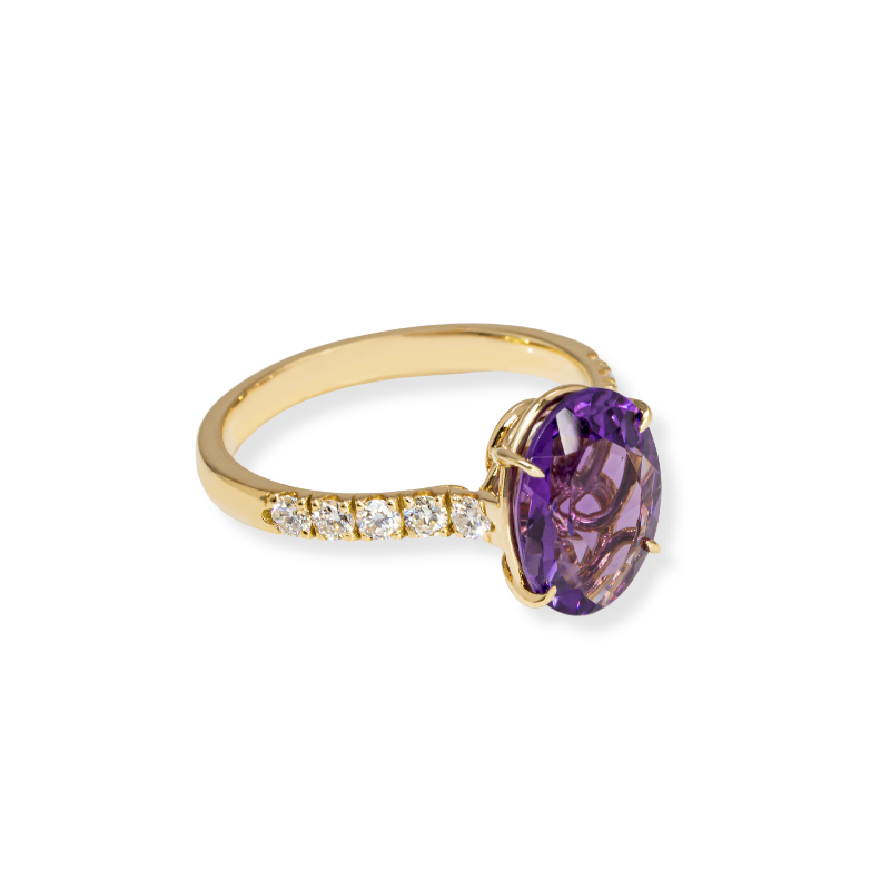 Amethyst and diamond 2025 rings yellow gold