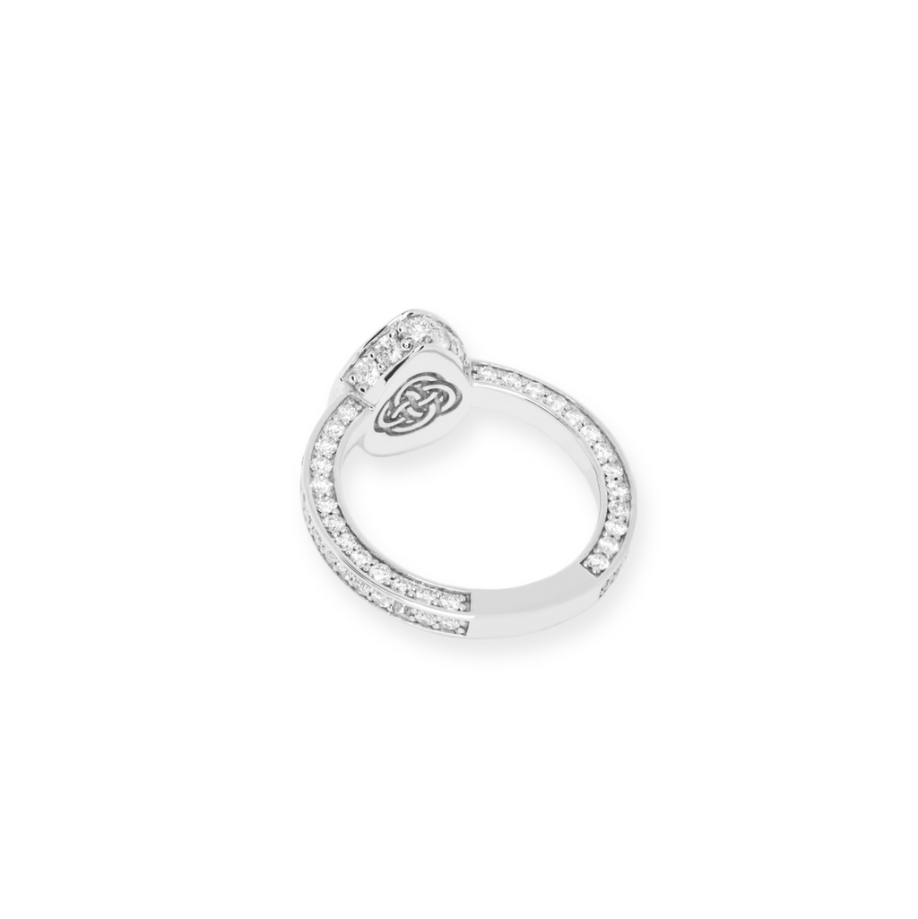 18K White Gold with Genuine Colombian Emerald and Natural Round Diamonds