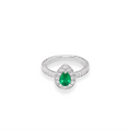 18K White Gold with Genuine Colombian Emerald and Natural Round Diamonds