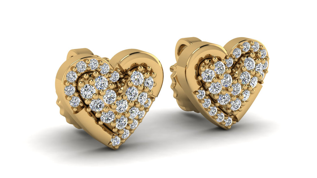 Heart-Shaped Earrings with Diamonds 18k Gold