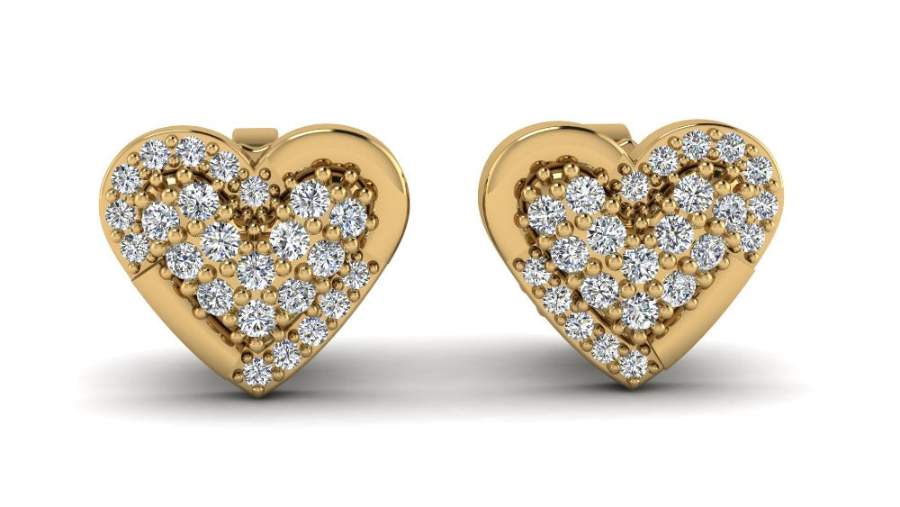 Heart-Shaped Earrings with Diamonds 18k Gold