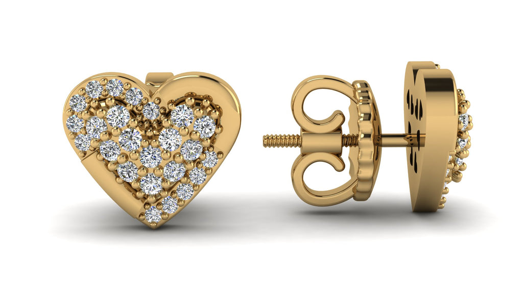 Heart-Shaped Earrings with Diamonds 18k Gold