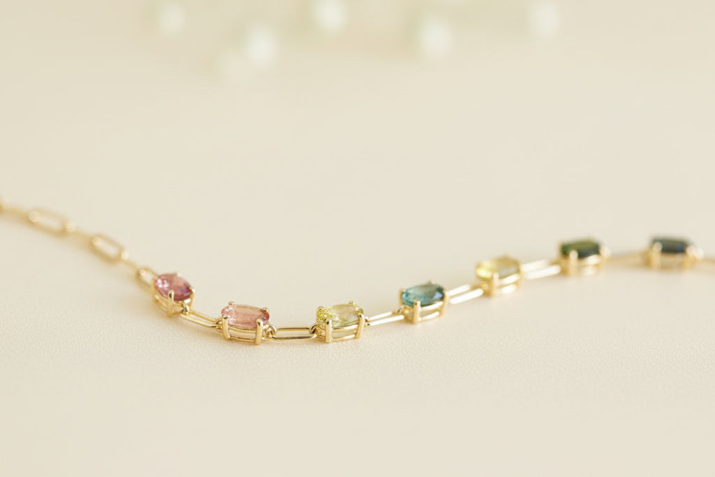 MULTICOLORED TOURMALINE BRACELET 18KY