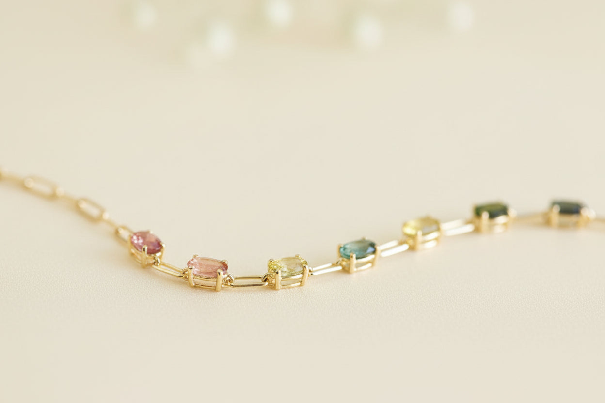 MULTICOLORED TOURMALINE BRACELET 18KY