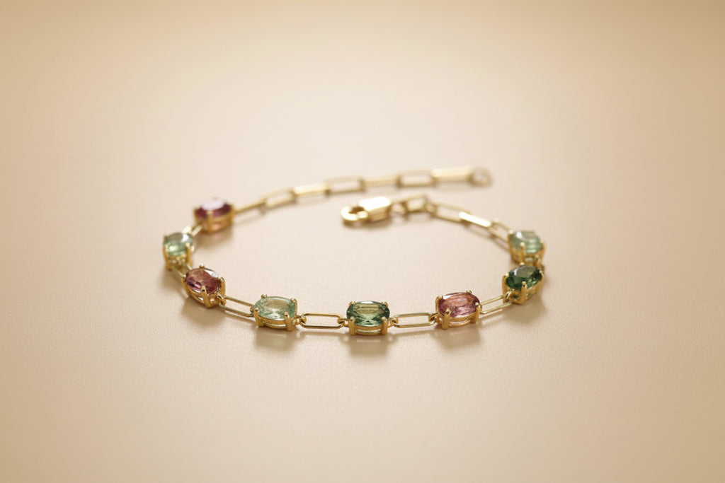 MULTICOLORED TOURMALINE BRACELET 18KY