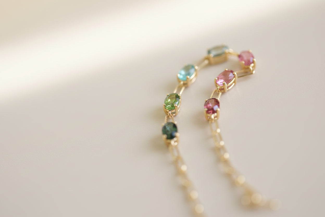 MULTICOLORED TOURMALINE BRACELET 18KY