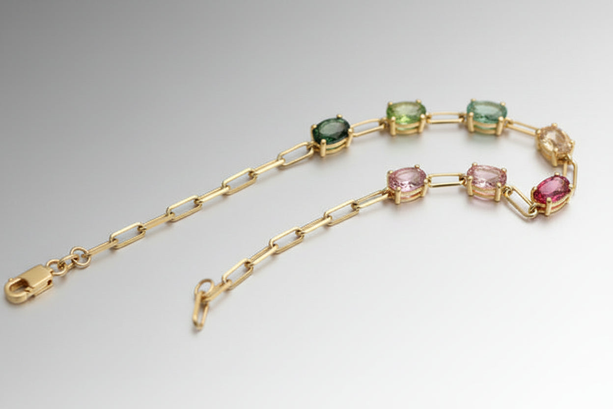 MULTICOLORED TOURMALINE BRACELET 18KY