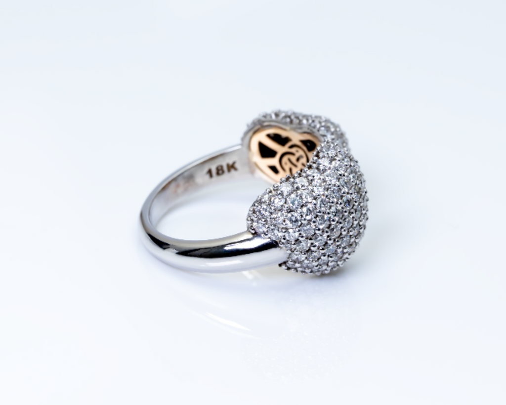 Natural Diamonds 18K White Gold Heart Ring