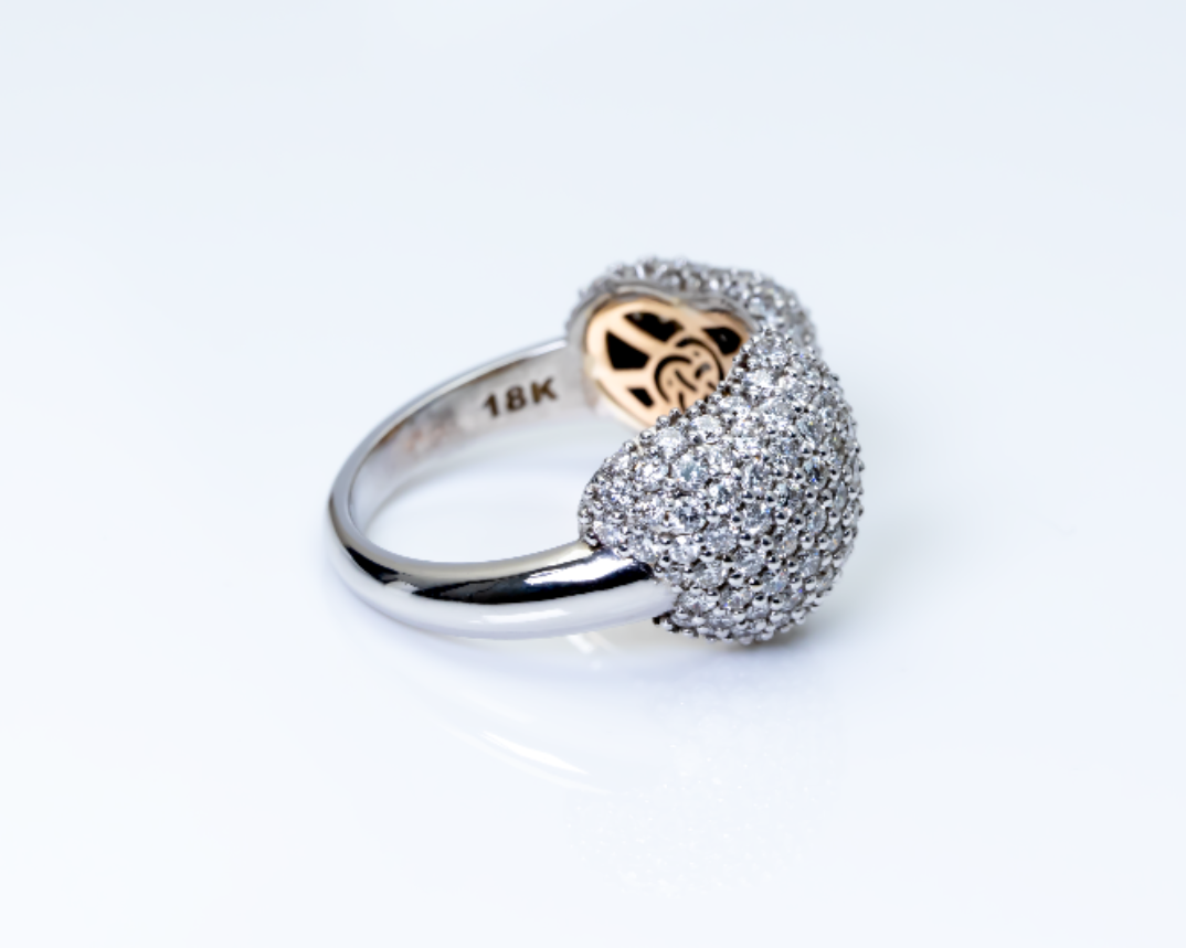 Natural Diamonds 18K White Gold Heart Ring