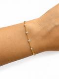 7 Inch Natural Diamond Bezel Station Bracelet in 14K Yellow Gold