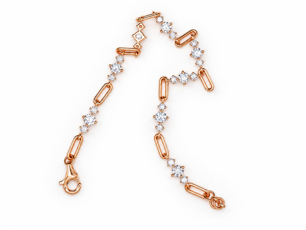 14K Yellow Gold Diamond Paperclip Bracelet
