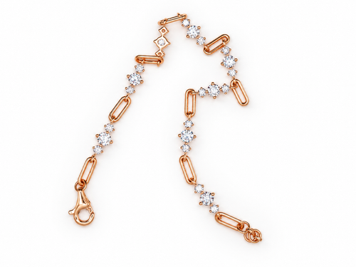 14K Yellow Gold Diamond Paperclip Bracelet