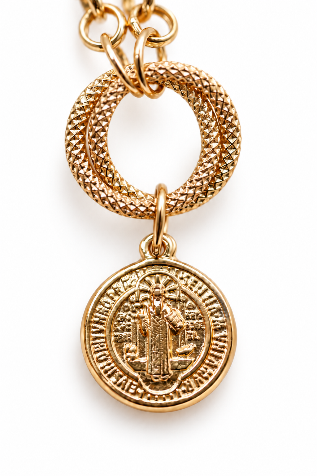 18K Yellow Gold Saint Benedict Medallion Bracelet