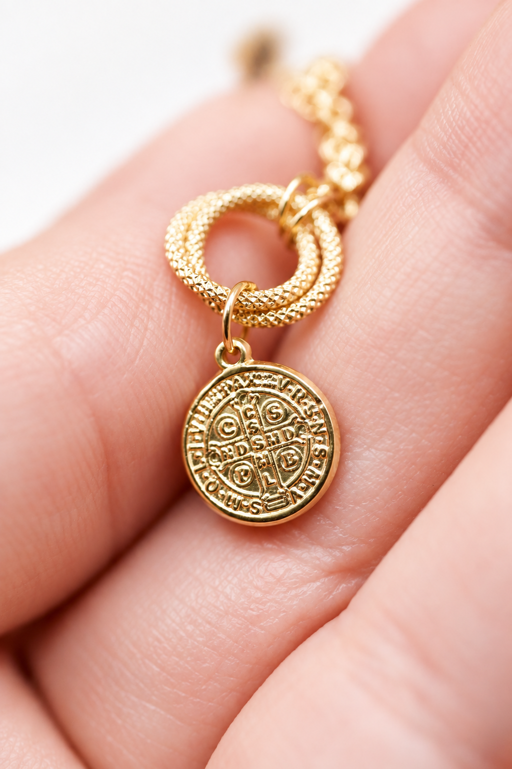 18K Yellow Gold Saint Benedict Medallion Bracelet