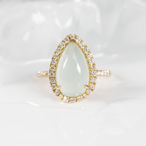 Anel de água-marinha e diamantes